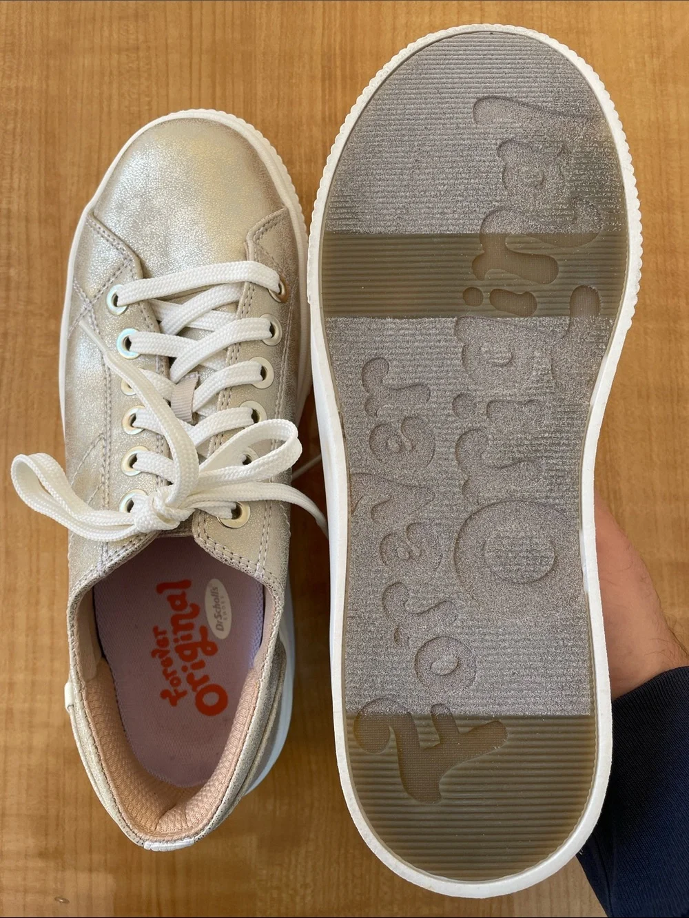 Dr Scholls For Now Platform Sneakers Metallic Light Gold Women’s Size 9